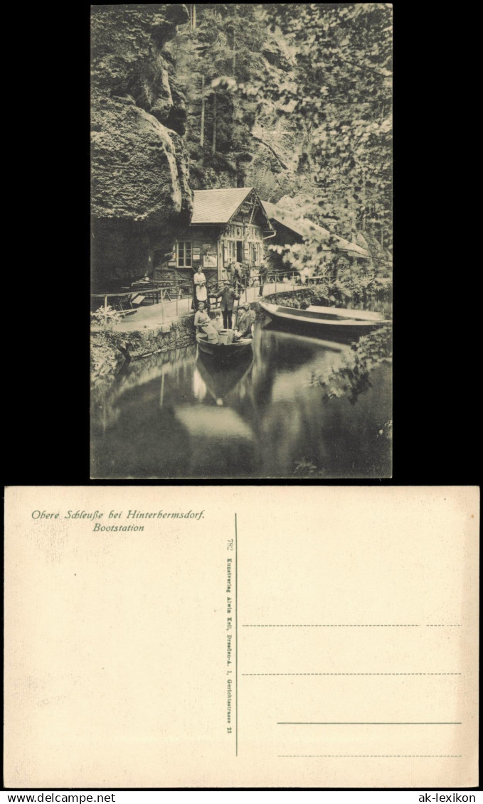 Hinterhermsdorf-Sebnitz Obere Schleuße bei Hinterhermsdorf. Bootstation 1913