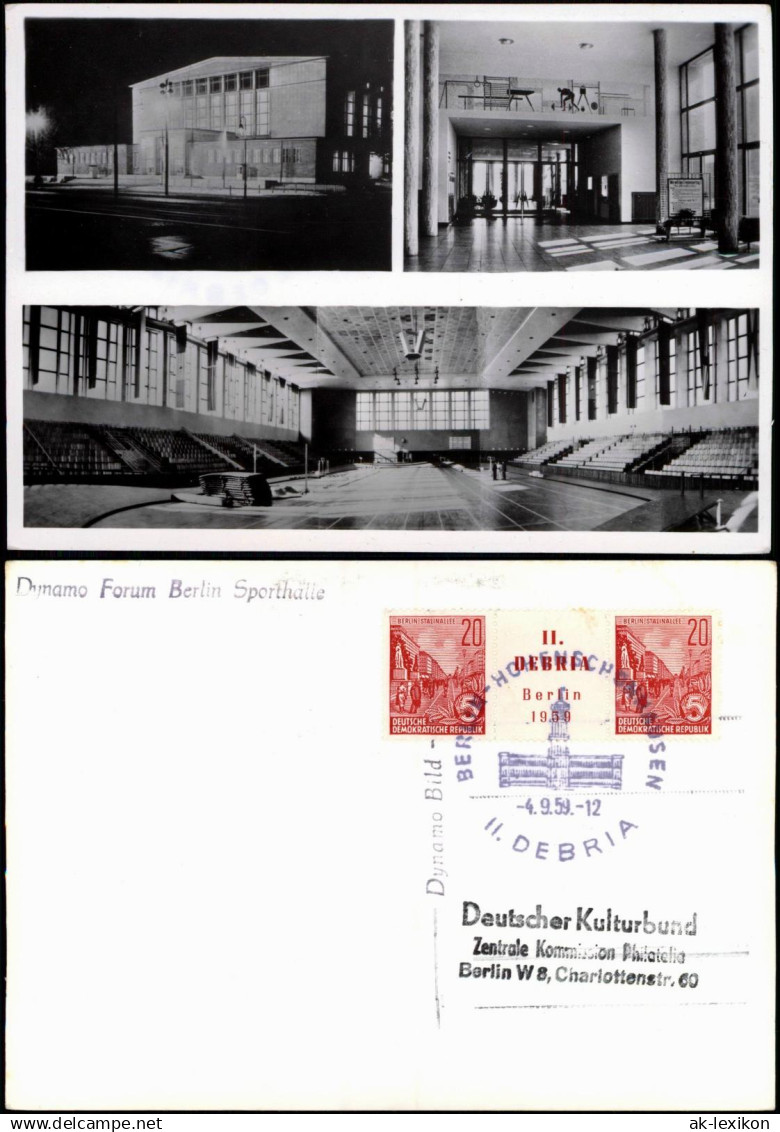 Hohenschönhausen-Berlin Sportforum 3 Bild 1959  gel. MZ Debria Sonderstempel