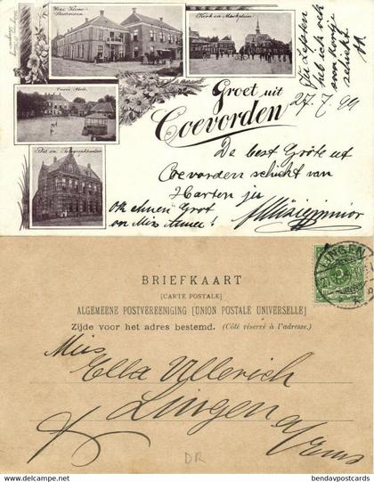 Nederland, COEVORDEN, Hotel Kleine Staarmann, Postkantoor (1899) Ansichtkaart