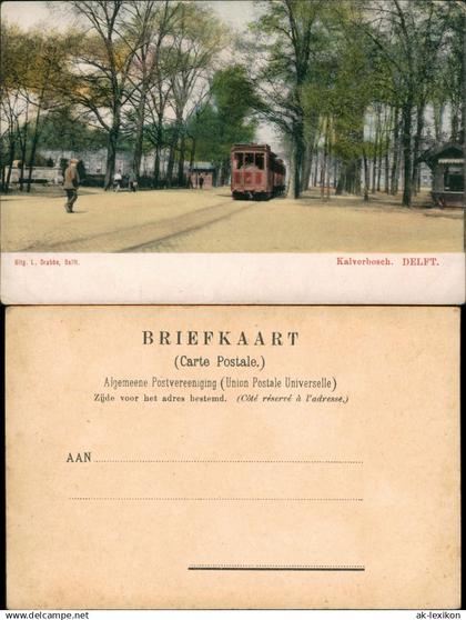 Postkaart Delft Delft Kalverbosch. Tram - Kiosk 1911