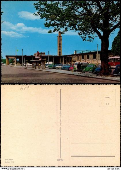 Postkaart Enschede Enschede (Eanske) Bahnhof VW Käfer Station N. S. 1976