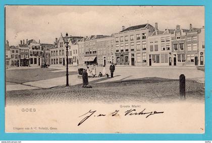 NEDERLAND prentbriefkaart Groote Markt ca 1900 Goes - Amsterdam