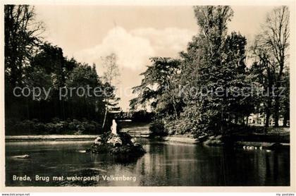 43500442 Breda Noord-Brabant Brug met waterpartij Valkenberg Breda Noord-Brabant