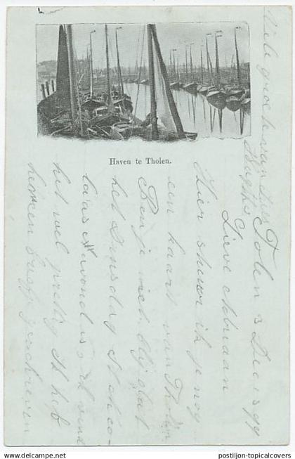 Prentbriefkaart Tholen - Haven 1899