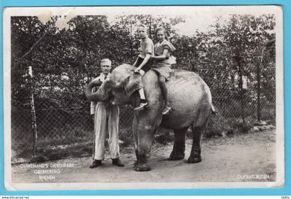 NEDERLAND prentbriefkaart Ouwehand's Dierenpark Grebbeberg met Olifant rijden 1942 Rhenen - Utrecht