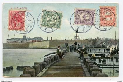 Vlissingen. port bâteaux.carte animée en couleur. ( timbres )