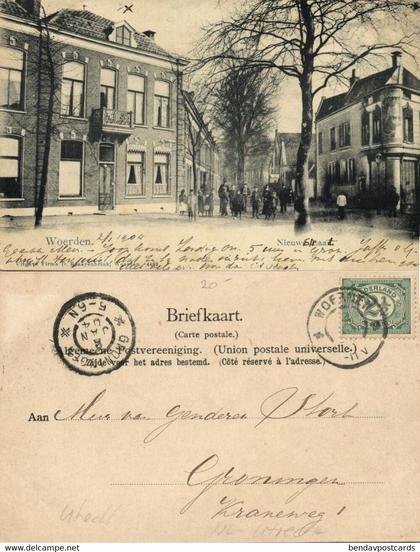 Nederland, WOERDEN, Nieuwe Laan met Kinderen (1904) Ansichtkaart