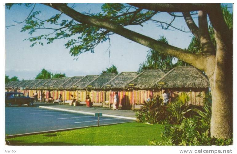 Honolulu International Airport Lei Stands, Flower Stands, on 1960s Vintage Postcard