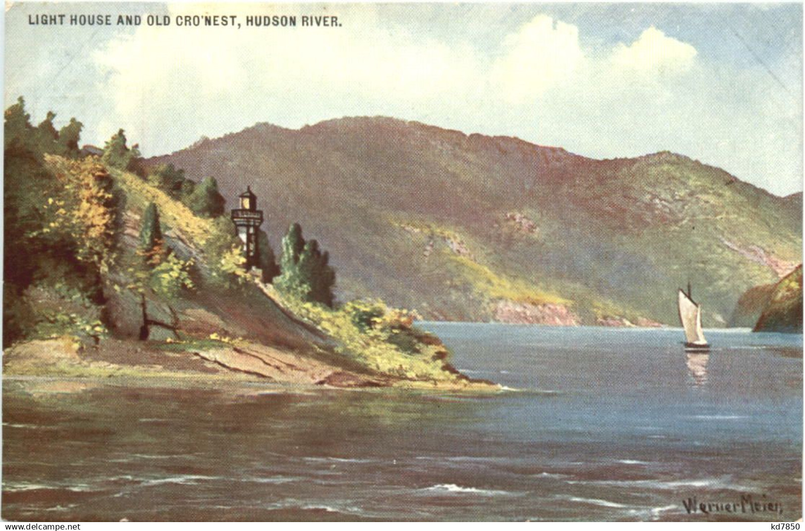 Hudson River - Light House - Künstler Ak Werner