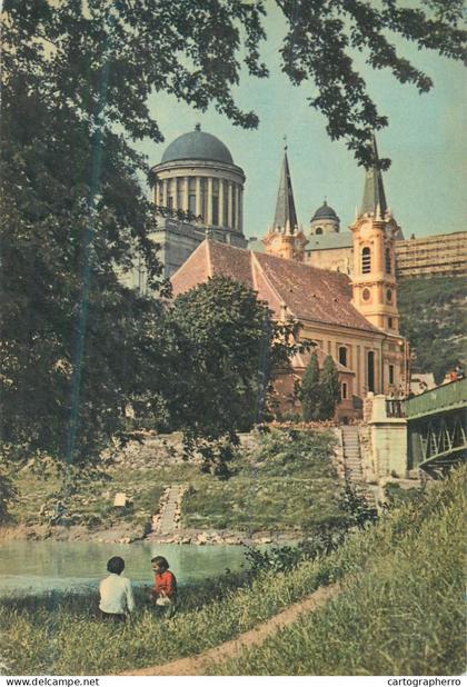 Postcard Hungary Esztergom watertown church with the Cathedral