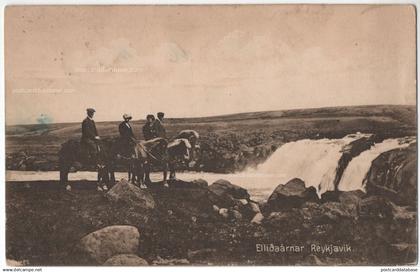 Elliðaárnar Reykjavik. - & waterfall, horses, rural landscape