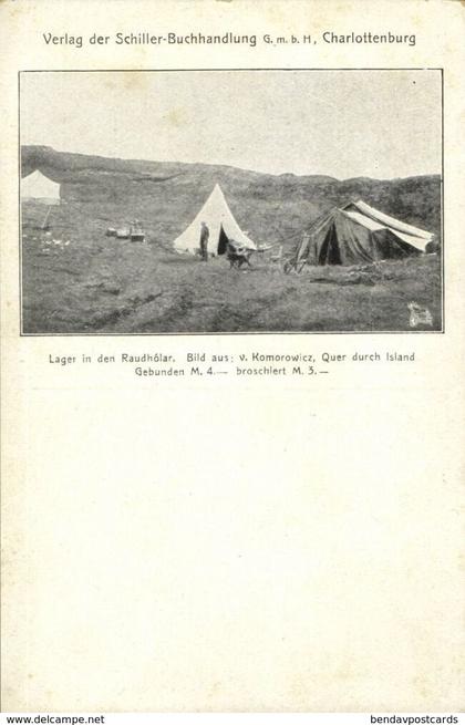 iceland, Camp at the Rauðhólar (1910s) Postcard