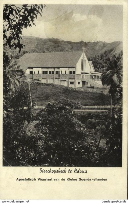 indonesia, Lesser Sunda Islands, NDONA, Bishop Church 1939 Uden Mission Postcard