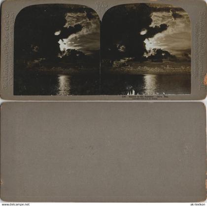 _Allgemein Indonesia, Sunset Java Sea - CDV Kabinettfoto 1902 3D/Stereoskopie