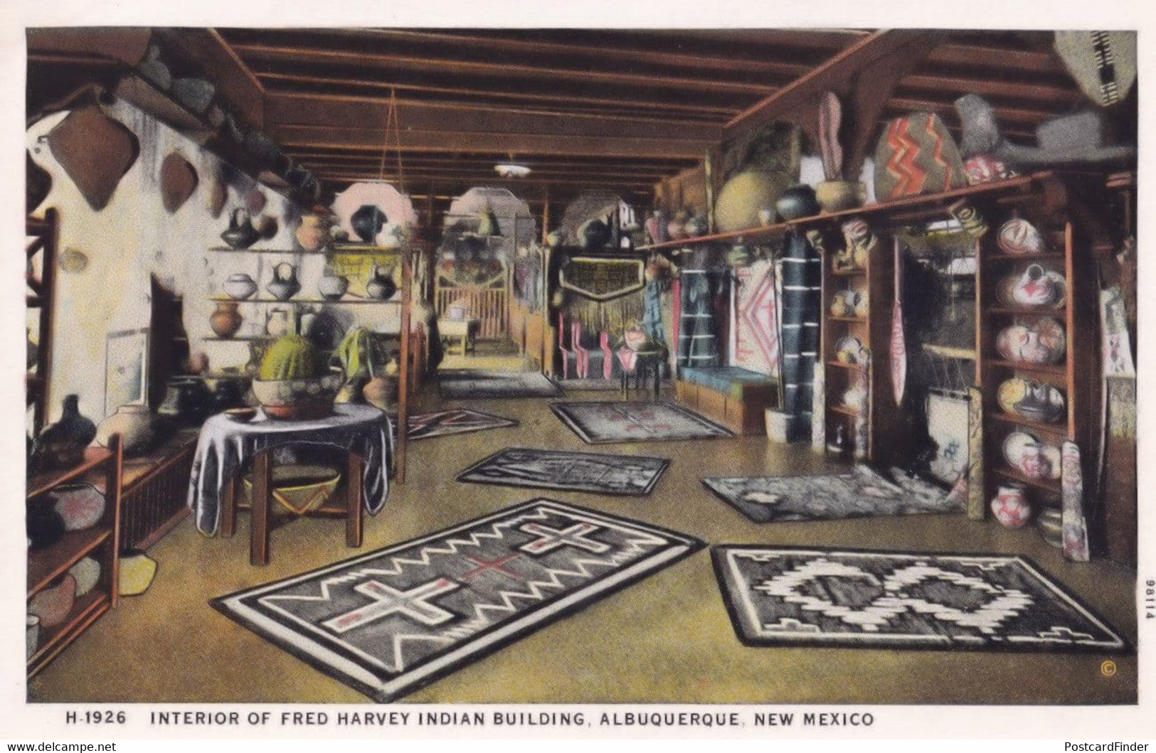 Interior Fred Harvey Indian Building Albuquerque New Mexico NM Postcard