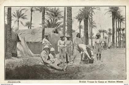 PC CPA IRAQ, MESOPOTAMIA, BRITISH TROOPS IN CAMP, VINTAGE POSTCARD (b16199)