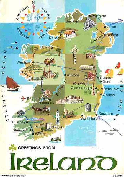 Irlande - Carte Géographique - CPM - Voir Scans Recto-Verso