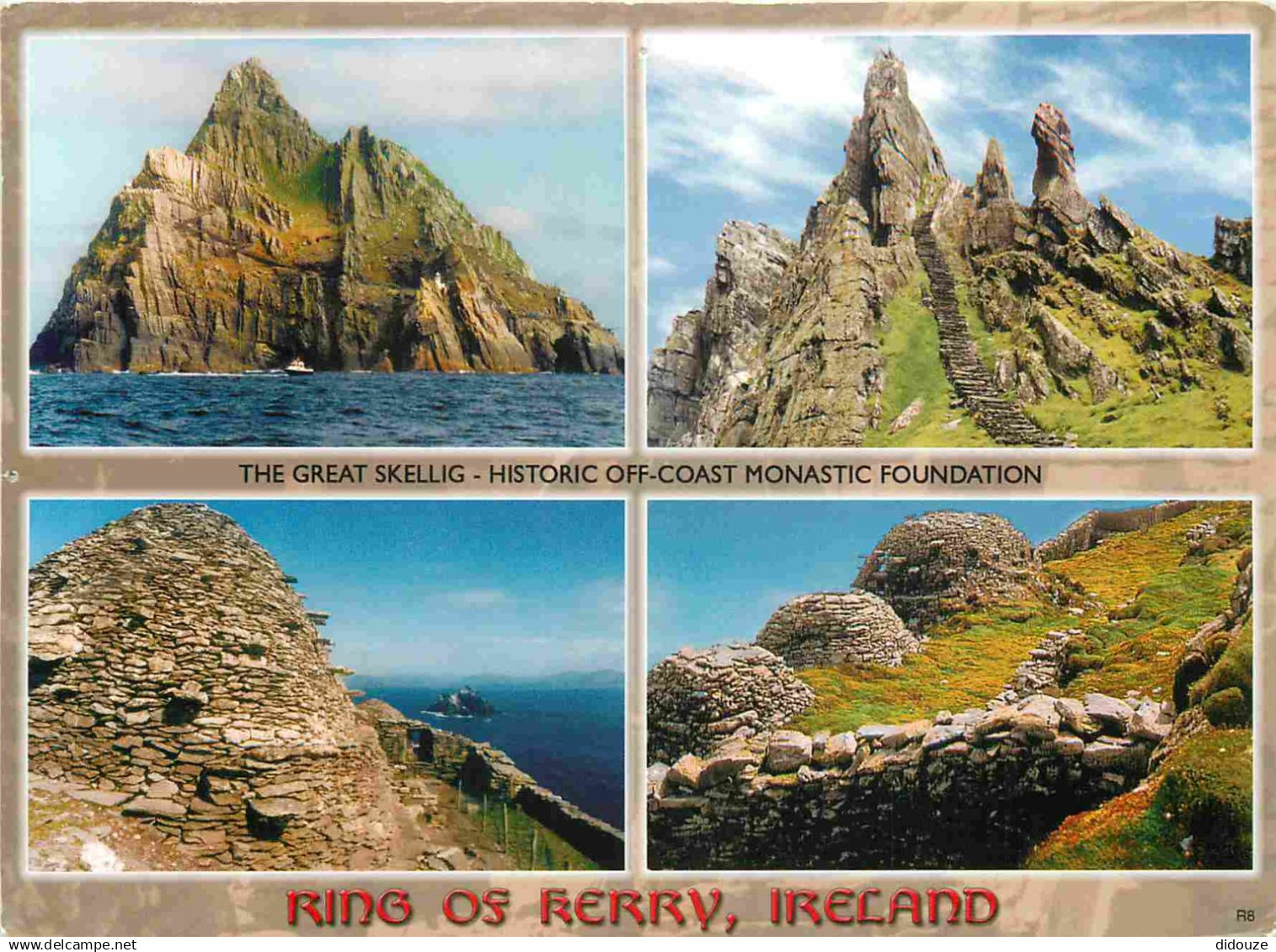 Irlande - Kerry - Ring of Kerry - The Great Skellig - Historic off-coast monastic foundation - Multivues - CPM - Etat tr