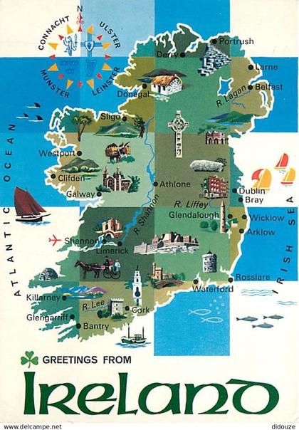 Irlande - Carte Géographique - Ireland - CPM - Voir Scans Recto-Verso