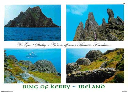 Irlande - Kerry - Ring of Kerry - The Great Skellig - Historic off-coast monastic foundation - Multivues - CPM - Voir Sc