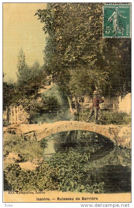 ISSOIRE RUISSEAU DE BARRIERE ANIMEE CARTE TISSE