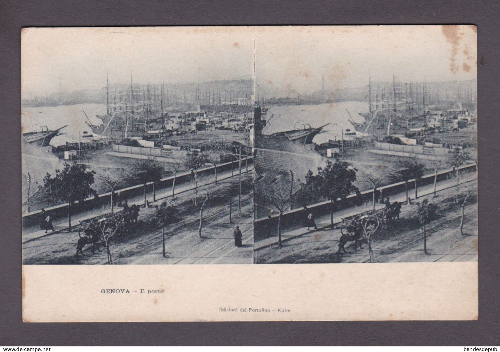 Italia Genova Genoa Il porto ( carte stereo   14041)