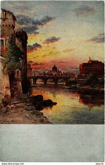 CPA AK ROMA Engelsburg mit Tiber un Engelsbrücke. Peterskuppel ITALY (551659)