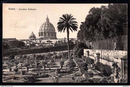 Rome 1928 Carte postale 100% oblitéré Jardin du Vatican