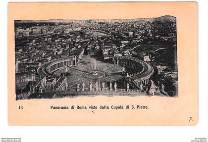 Rome, Panorama di Roma visto dalla Cupola di S. Pietro old postcard unused b210710