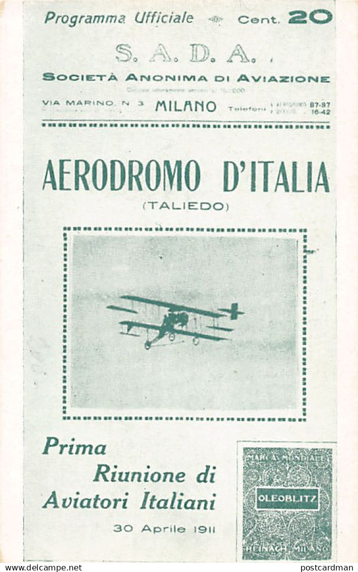 Italia - TALIEDO Milano - Ricordo della prima riunione aviator - 30 aprile 1911