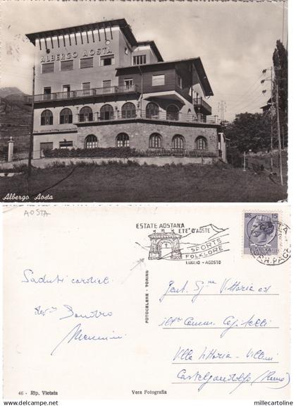 # AOSTA: HOTEL AOSTA - con annullo a targhetta "Estate Aostana" - 1958