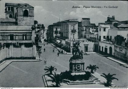 cr295 cartolina aversa piazza municipio via garibaldi provincia di caserta