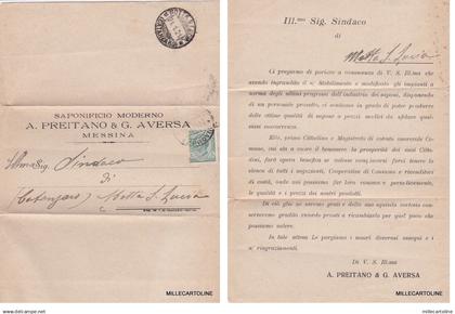 MESSINA: lettera - SAPONIFICIO A. PREITANO & G. AVERSA  1914