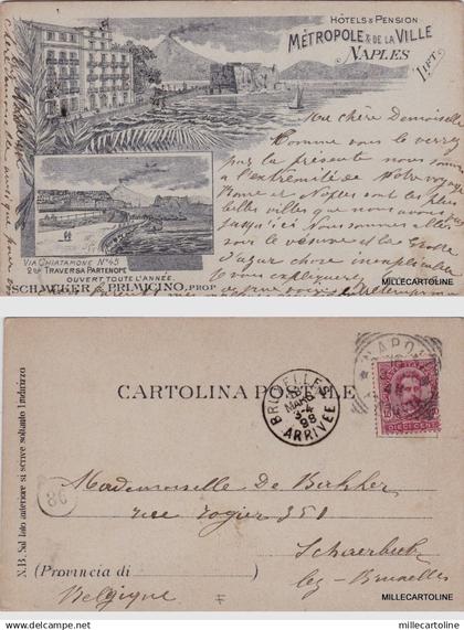 # NAPOLI: 1898- GRUSS NAPLES - HOTEL METROPOLE E DE LA VILLE