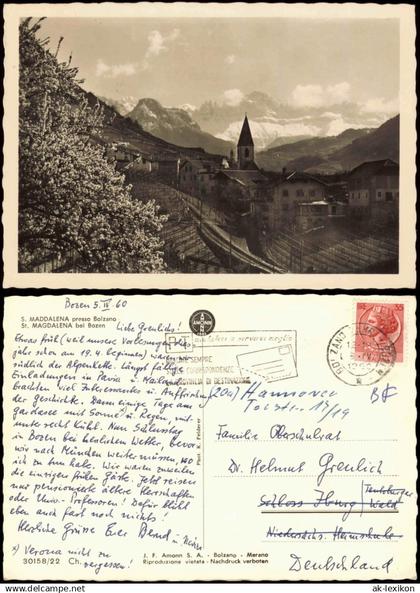 Cartoline Bozen Bolzano Umlandansicht S. MADDALENA presso Bolzano 1960