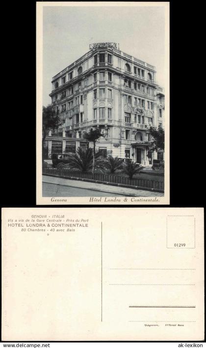 Cartoline Genua Genova (Zena) Hôtel Londra & Continentale 1920