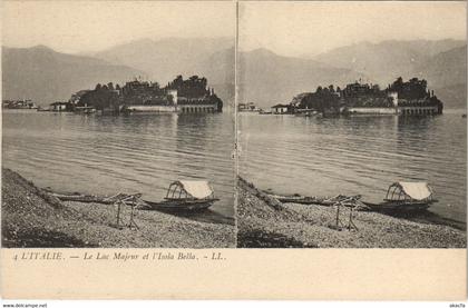 CPA L'Italie Le Lac Majeur et L'Isola Bella STEREO PIEMONTE ITALY (809126)