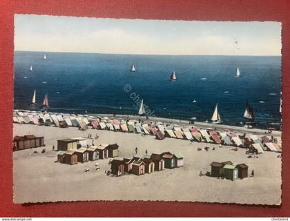 Cartolina - La Riviera di Rimini - Rimini - Panorama della Spiaggia - 1954