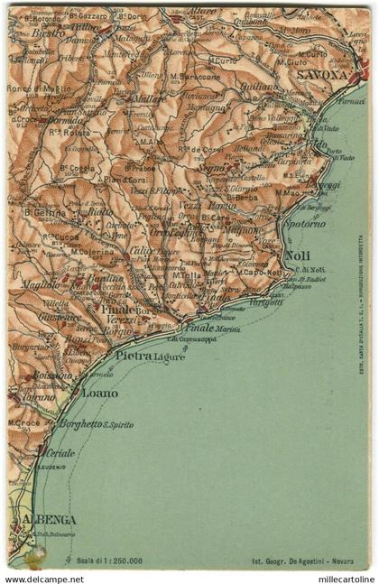 PROVINCIA DI SAVONA, MAPPA DELLA COSTA DA SAVONA AD ALBENGA, ED. DE AGOSTINI