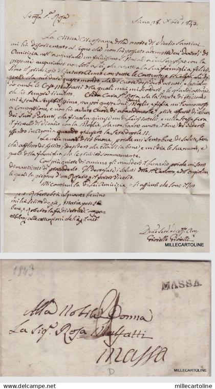 # PREFILATELICA - BELLA LETTERA SCRITTA DA SIENA A MASSA- BOLLO "MASSA" ...1843