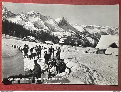 Cartolina - Sportinia - Tanta neve e tanto sole - 1955 ca.