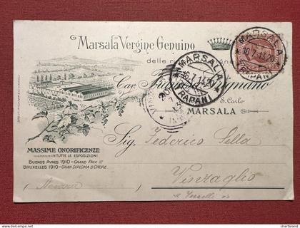 Cartolina Pubblicitaria - Marsala Vergine Genuino - Marsala ( Trapani ) - 1913