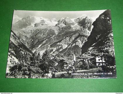 Cartolina Courmayeur - Frazione La Saxe - Scorcio panoramico 1950