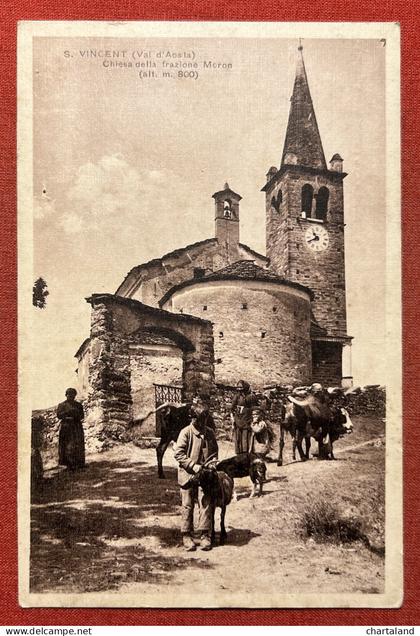 Cartolina - Saint Vincent ( Val d'Aosta ) - Chiesa della Frazione Moron 1910 ca.