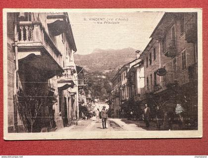 Cartolina - Saint Vincent ( Val d'Aosta ) - Via Principale - 1921