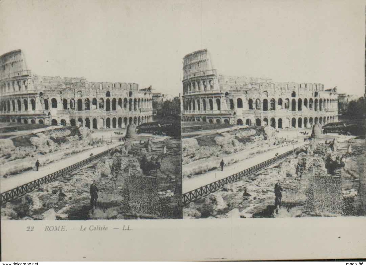 ITALIE - CARTE STEREOSCOPIQUE -  ROME -  LE COLISÉE