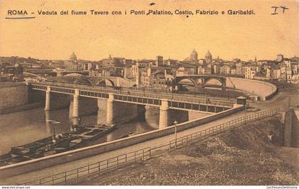 ITALIE - Roma - Veduta del fiume Tevere con i Ponti Palatino, Cestio, Fabrizio e Garibaldi - Carte postale ancienne
