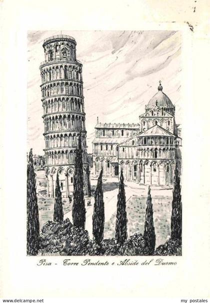 72618412 Pisa Schiefe Turm Dom Zeichnung Kuenstlerkarte Pisa