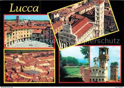 73159885 Lucca Fliegeraufnahme Tuerme Marktplatz Lucca