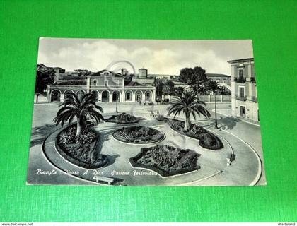 Cartolina Bisceglie - Piazza A. Diaz - Stazione Ferroviaria 1960 ca